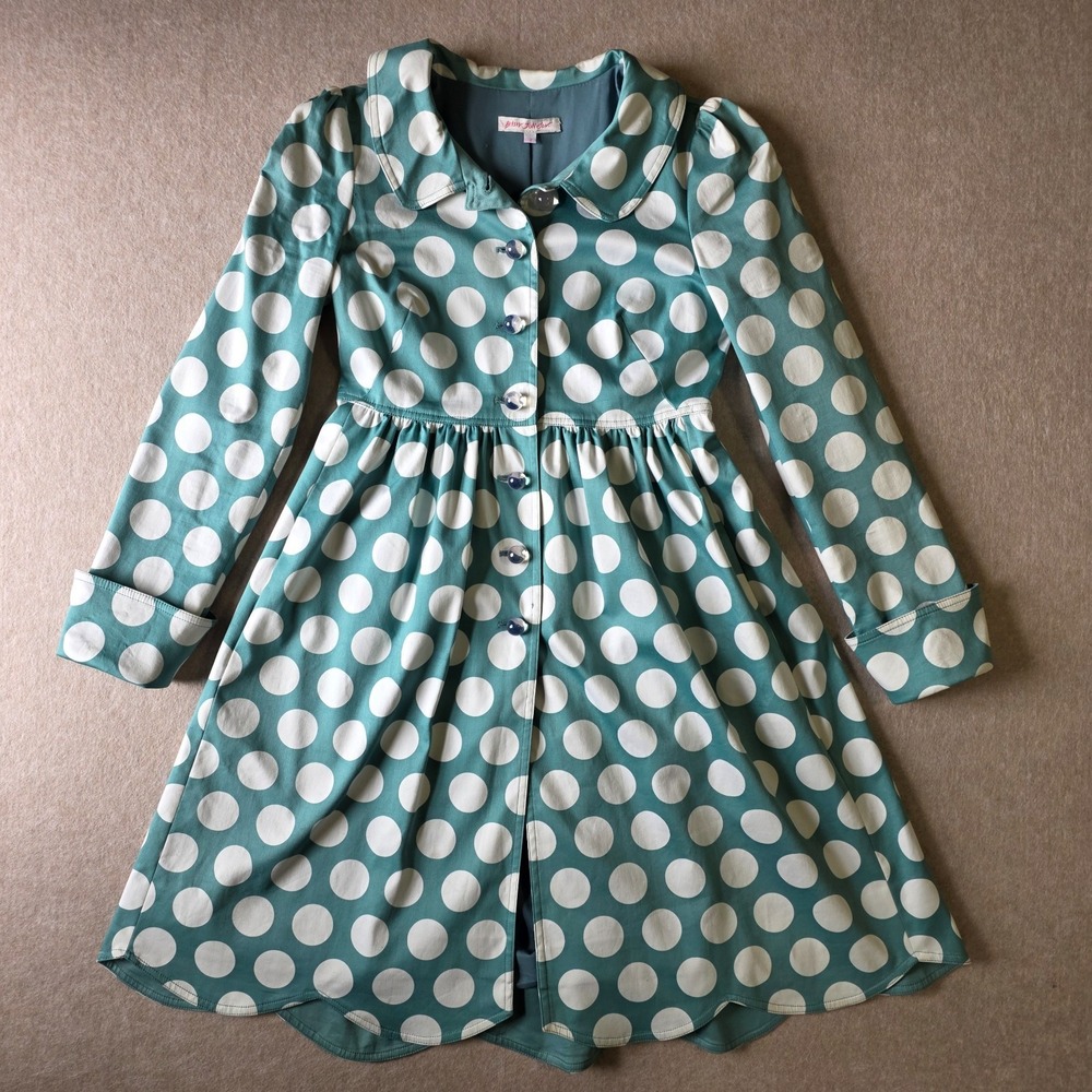 Vintage Y2K Betsey Johnson Polka Dot Coat Dress Sz 2 Coquette Twee Whimsical 90s - Picture 10 of 16